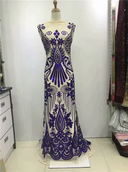 2019 înaltă calitate francez Nigerian paiete net dantela,Africa tul plasă de secvență dantela tesatura pentru rochie de petrecere 5yards/mult aur negru