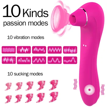 Vaginul Putere Supt Vibrator Cu 10 Viteze Vibratoare Fraier Sex Oral de Aspirație Stimulator Clitoris Sex Erotic Jucărie pentru Femei ZD0308