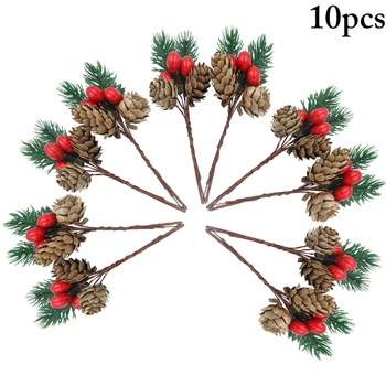 10buc Pin Crăciun Alege Boabe Bell Pinecone Faux Ace de Pin Ramură Crenguță de Pin Artificiale Xmas Tree Garden Party, Decoratiuni