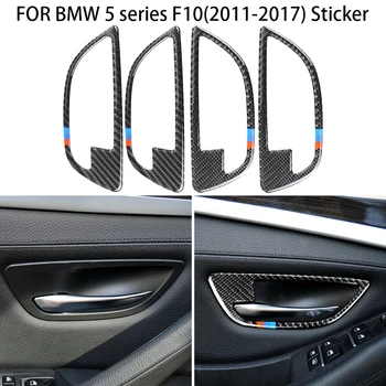 Fibra de Carbon auto interior mâner de ușă cadru de decor, potrivit PENTRU BMW seria 5 F10(2011-2017) Autocolant