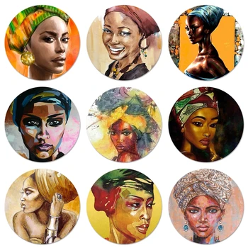 Femeie africană Portret pictura de Icoane Ace Insigna Decor Broșe Metalice Insigne Pentru Haine Rucsac Decor 58mm