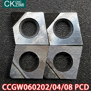 CCMT CCGW060202 PCD CCGW060204 PCD CCMT CCGW060208 PCD Dimamond PCD CNC insertii de strung scule aschietoare CCMT CCGW 0602 pentru aluminiu