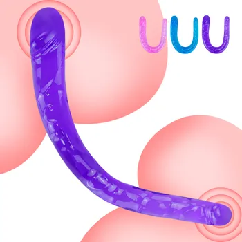 Realist Lung Dublu Jeleu Vibratoare Jucarii Sexuale Pentru Femei Lesbiene Orgasm Vaginal Stimulator Cal Penis Artificial Penis Fals Anal Plug Gode
