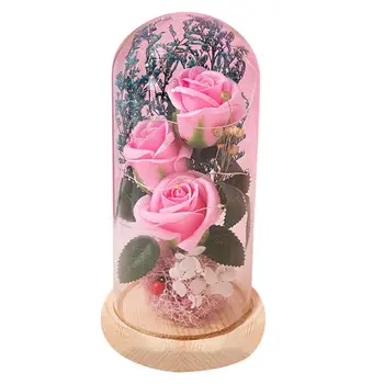 Artificiale Flori de Trandafir Romantic Faux Realiste Flori Cu LED Capac de Sticla Decor Nunta Mama Ziua de nastere Cadou de Ziua Îndrăgostiților