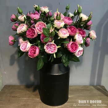 10buc /lot ! 5 capete de înaltă calitate Austin roses fals decorative, flori de nunta de mătase artificială de flori en-gros
