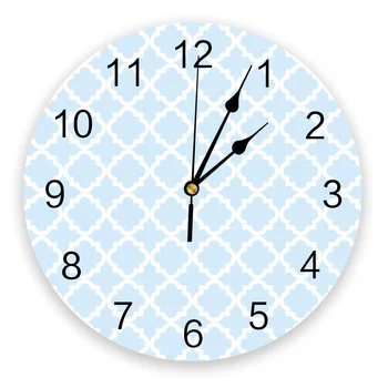 Albastru Alb Diamant Geometic Ceas de Perete Rotund pentru Home Decor Camera de zi Nu Ticăie Sunet Creative Moderne, Ceasuri de Perete