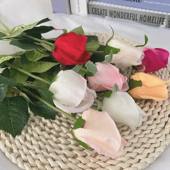 10Pc Simulare Simt Latex Rose Flori Artificiale Decor Acasă Accesorii Fals Floare Trandafir Bud Nunta Buchet de Mireasa