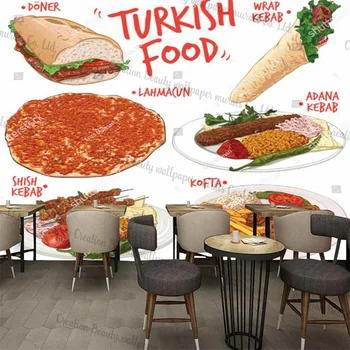 Restaurant Cu Bucătărie Turcească Personalizate Murală Jumătate De Pâine Doner Kebab Grătar Fast-Food Bar Decor Tapet Kofta Lahmacun Hârtie De Perete