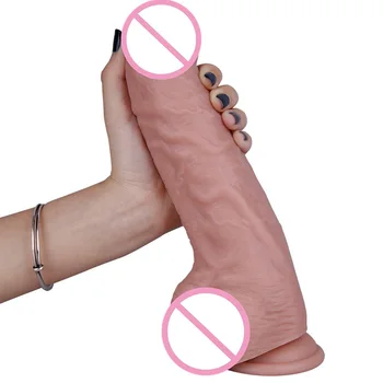 Dildo realist de 10 inch moale Cu Super-Puternic Penis artificial Jucarii Sexuale pentru Femei Penis Artificial G-Spot Adult sex Gay masturbateur