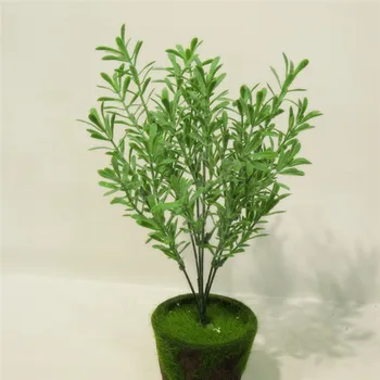 Pufos mei frunze verzi de plante de fundal de perete simulare de flori cu frunze verzi bonsai decor