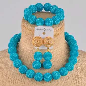 Majalia Moda Nigeria Nunta africane margele bijuterii set Lacul albastru din plastic brățară colier de Mireasa seturi de Bijuterii