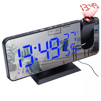 LED Digital Ceas cu Alarmă Ceas cu Led-uri Electronice, Ceasuri pentru Desktop USB serviciu de Trezire Radio FM Timp Proiector Funcție de Amânare Dormitor Ceas