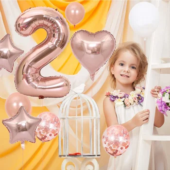 Copilul ziua de nastere a Crescut de aur numărul de balon 1 2 3 4 5 6 7 8 9 folie de aluminiu balon petrecere de aniversare de nunta set de decorare