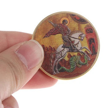 1 buc rusă Sfântul Gheorghe Și Dragonul Colorat Imprimat Placat cu Aur de Monede