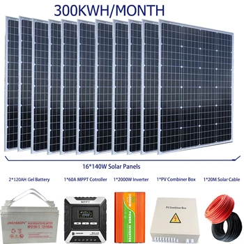 300 KWH/Lună 2000w 2200W Panou Solar Kit Complet 220v Casa Complet Acasă Stație de Energie Solară 12 v Panou Solar