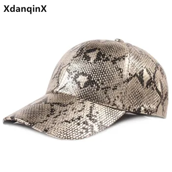 XdanqinX Noutate Șepci De Baseball Pentru Bărbați Și Femei Snake Print Din Piele Faux Pălărie Dimensiuni Reglabile Marci Capac Rezistent La Apa Cuplu Pălării