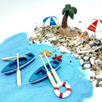18Pcs Stil Plajă Miniatură Ornament Kituri Set pentru DIY Zână Grădină casă de Păpuși Decor Albastru Nisip Fete Drăguț Scaun de Plajă Barca