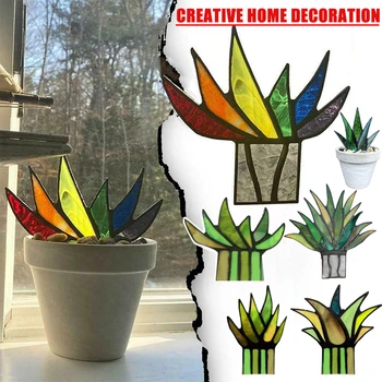 6Style Rafinat Mini Acrilice Aloe Plantă de Ghiveci, Decoratiuni Gradina Curte Acasă Ornament Acrilice Aloe Planta in Ghiveci
