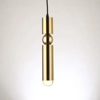 Moderne, Creative Conductei Cilindrului de Aur Pandantiv Lampă de Placare cu Aur Picătură de Lumină Unică Droplamp pentru Bar Sala de Mese
