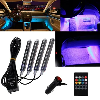 Benzi cu LED-uri RGB Colorate de Control de la Distanță Atmosfera Lumini Unul pentru Patru Portabil Masina Acasa Interior Lumina Ambientala Bara de Lumini cu Led-uri