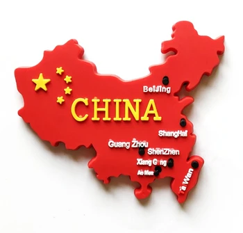 Noi de vânzare Fierbinte pe Harta Chinei din PVC Moale de cauciuc Magneți de Frigider Turism, magazin de Suveniruri Frigider Autocolante Magnetice Acasă Decorare Cadou