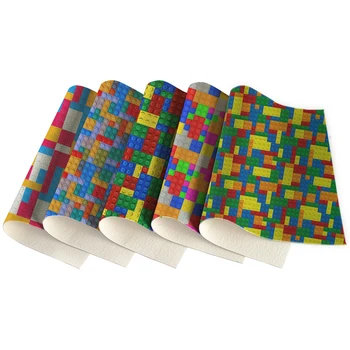 Piele de căprioară Faux din Piele Material Litchi Puzzle Multicolor Imprimat pentru DIY Sac de Pantofi Material handmade Tesatura 30X136CM
