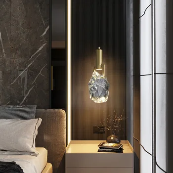 Minimalist Modern, sala de mese de iluminat candelabru de cristal de lux dormitor lampă de noptieră personalitate bara de led-uri de cupru candelabru