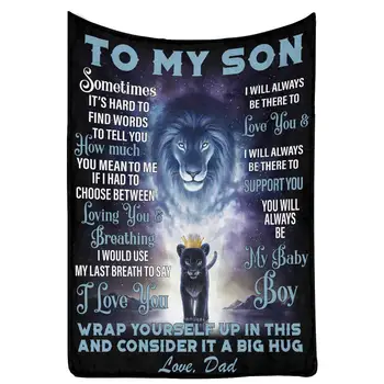 Pătură pentru Fiul Meu de la Tata Înfășurați-Vă în Acest lucru și Consideră Că este o Mare Îmbrățișare Leu Pătură Caldă Arunca pentru Canapea extensibilă