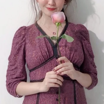 Japonia Stil De Rochie De Femei Sexy Solid Dantela Mozaic Butonul Rochii 2022 Primăvară Vestidos Oaspeți Dispun De Facilități Moderne De Verano Para Mujer