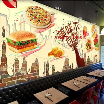 Personalizat Burgeri de Vest Restaurant Fast-Food de Fundal pictura Murala de Perete Wallpaper 3D Snack Bar, Hot Dog, Hamburger, pizza Hârtie de Perete 3D