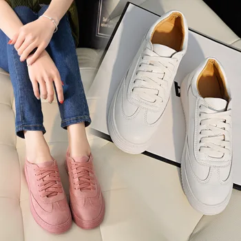 Stil coreean Platforma Dantela-up Pantofi Albi Femei Adidași cozonac Casual All-meci Alb Pantofi Adidași de Moda Femei