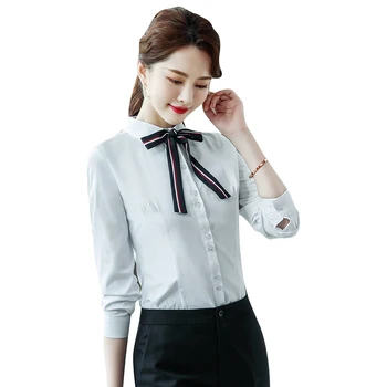 Coreea de toamna stil de colegiu femei cu mâneci lungi haine de lucru alb de afaceri profesionist femei formale office camasa