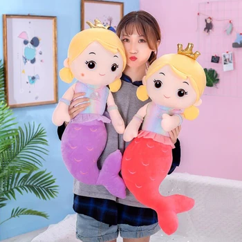 95cm Kawaii Pește Jucării de Pluș Pentru Fete Anime Perna Copilul Păpuși Frumoase, Destul de Mermaid Animale de Pluș Pentru Copii Cadouri de Craciun