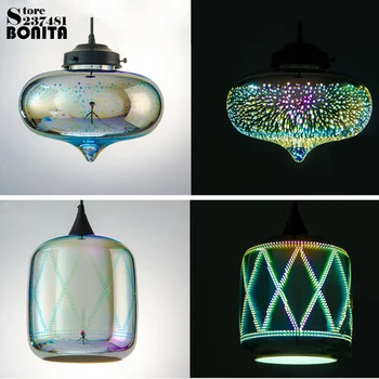3D de sticlă cablul pandantiv lampă de Artificii Moderne pandantiv lumini pentru restaurante Laser colorat cerul înstelat droplight loft