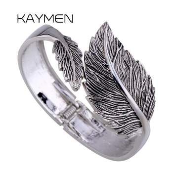 New Sosire Kaymen pentru Femei Brand Declarație Manșetă Brățară Brățară Antqiue Argint Placat cu Frunze de Epocă Brățară pentru Nunta