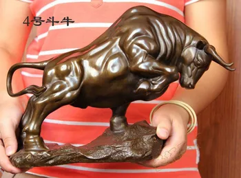 Mare 2023 ACASĂ Magazin BUN FENG SHUI din Bronz sculptură Prosper de bun augur NOROC Wall Street Avere Taur Mascota Decor