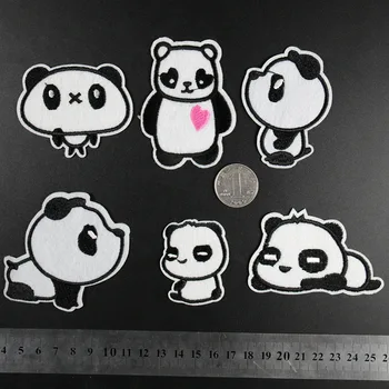 PGY de Desene animate Drăguț Animal Alb Negru Panda Patch-uri de Desene animate Fier Ieftine Patch-uri Brodate Pentru Haine Anime Insigne