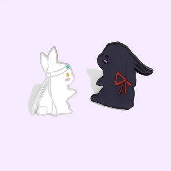 Desene animate Prieteni Cuplu Alb-Negru Iepure Email Pin Broșă Rucsac Haine Pin Rever Animale de Bijuterii Cadou pentru Prieteni