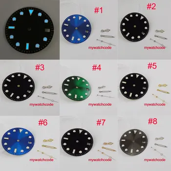 28.5 mm sterile negru/albastru dial watch+argint-edge/de aur-edge/rosegolden-marginea mâinile ceas potrivit pentru Japonia NH35 mișcarea automată