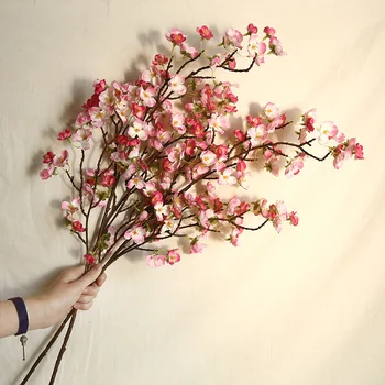 3Pcs/lot Artificiale Cherry Blossom Ramură Acasă Decor Fals, Flori de Nunta de Fundal de Afișare de Perete Floral Lungime 97cm