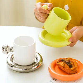 Eworld Creative Mingea se Ocupe de Cana cu Tava Personalizate Ceramice de Cafea Ceasca de Ceai Farfurie Bucătărie Office Home Decor