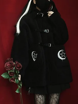 Rosetic Nouă Femei De Moda Goth Strat De Bumbac Cu Maneci Lungi Culoare Solidă De Imprimare Gothci Stil Elegant Doamnelor Bumbac Haina Pentru Iarna