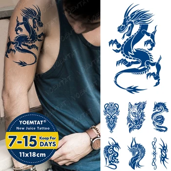 Suc De Durată Impermeabil Tatuaj Temporar Autocolant Dragon Totem Lupul Tribal Flash Tatuaje Barbati Naturale De Cerneală Brațul Body Art Tatuaj Fals