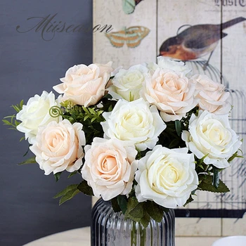 6 Capete de Trandafir Alb Flori Artificiale de Mătase de Înaltă Calitate pentru Decor Nunta Iarna Fals Flori Mari Roșii pentru Decor Acasă Toamna