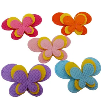 2 straturi căptușit fluture aplicatii se amestecă 100buc 5 culori disponibile Floare simțit patch-uri de îmbrăcăminte accesorii