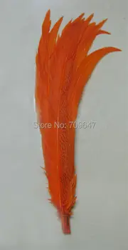 Penele cozii,50Pieces-60cm lungime de ARGINT Fazanul de Pene vopsite în Portocaliu,Argintiu Pene,Pene Lungi