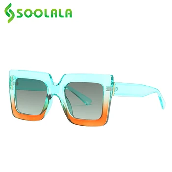 SOOLALA Retro Supradimensionate Pătrat ochelari de Soare pentru Femei 2021 Designer Cadru Transparent Culoare Lovit UV400 Ochelari de Soare Pentru Femei Ochelari de
