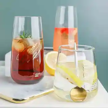 Burtă forma de U Cana Suc de Whiskey Pahar Transparent Pahare de Vin Pahar de Cocktail Pahare Litere de Aur Elegant