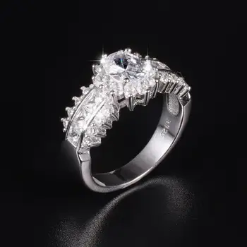 Solid 100% Argint 925 floare de Soare Inele de Nunta pentru Femei de Lux 4ct ovale tăiat Diamant Inel de Logodna Bijuterii deget