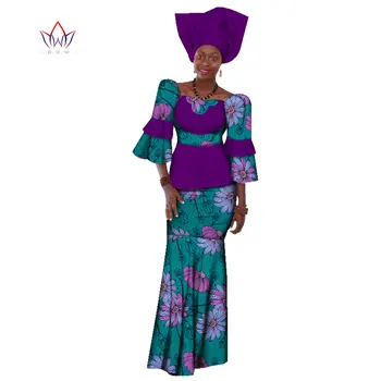 Femeile africane Rochie Tradițională Africană Tradițională 2 Piese pentru Femei Set Haine Personalizate Topuri + Fuste Vânzare Fierbinte BRW WY156